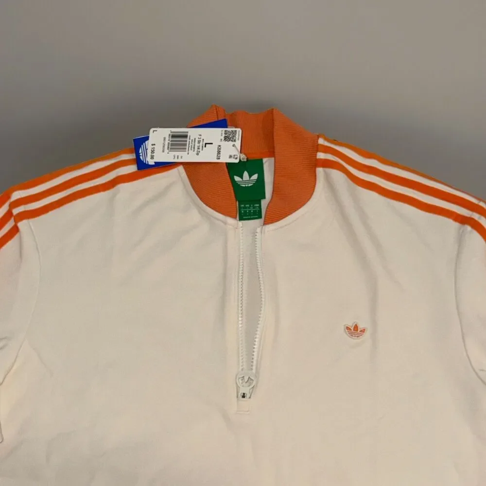 NWT Adidas Originals Golf 1/4 Zip Sweatshirt White/Orange KB8628 Men's Size L